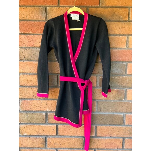 Vintage Saint Laurent Rive Gauche Wrap Cardigan Wool 1970s | Size Medium - Picture 1 of 13